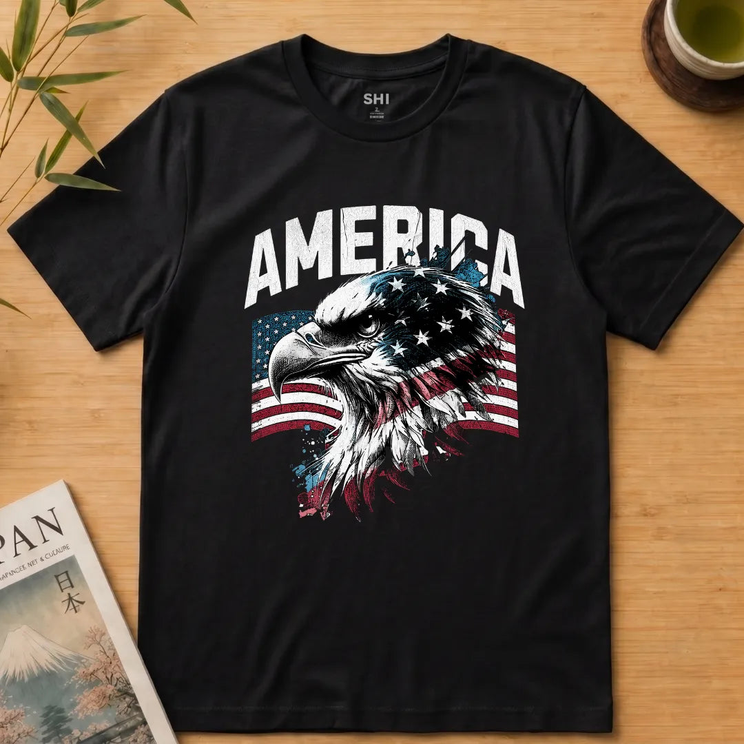 America Eagle Flag - Premium Graphic T-shirt