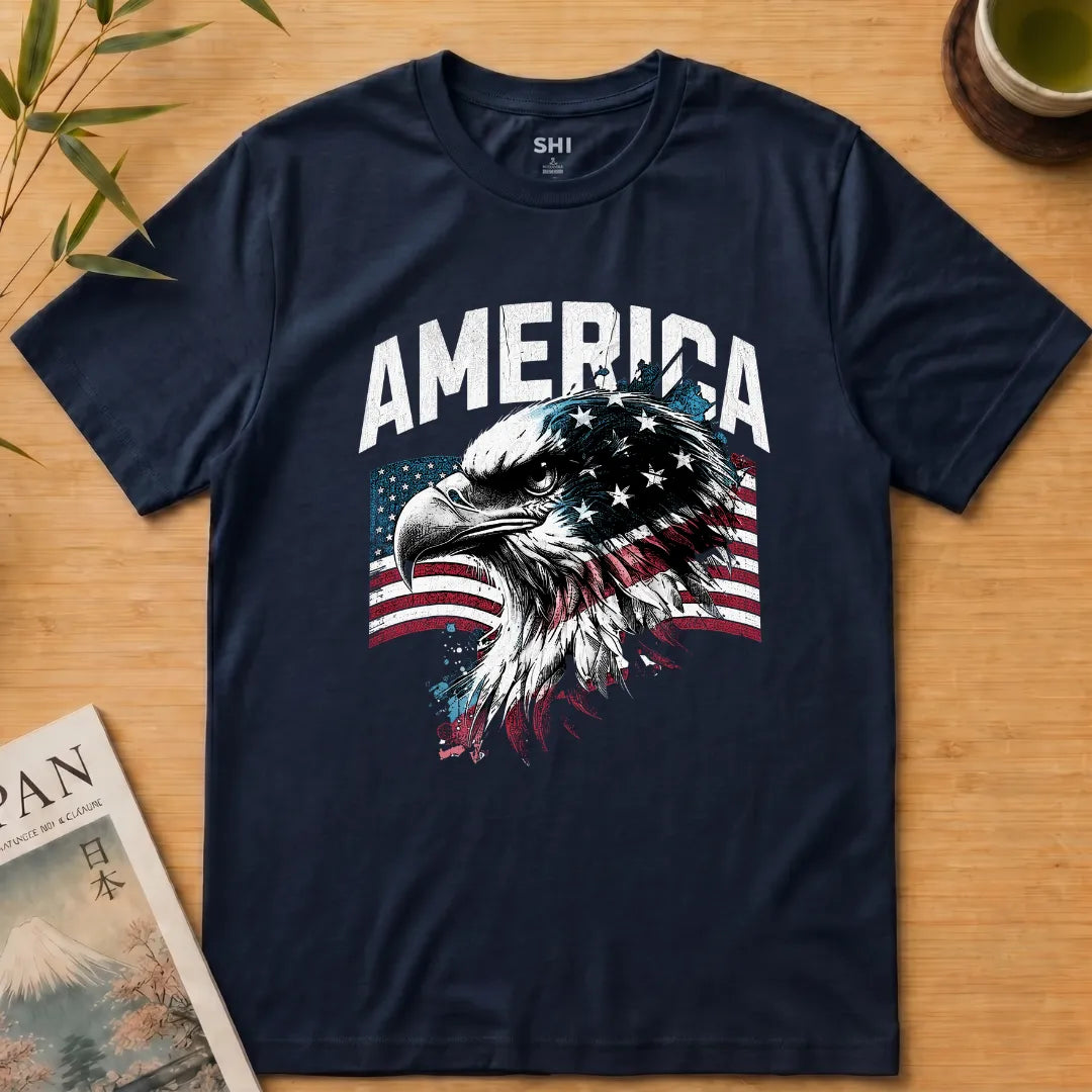 America Eagle Flag - Premium Graphic T-shirt