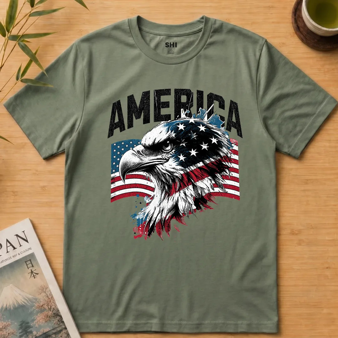 America Eagle Flag - Premium Graphic T-shirt