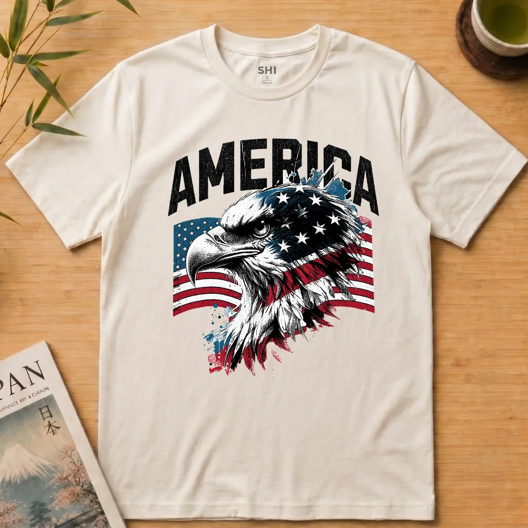 America Eagle Flag - Premium Graphic T-shirt